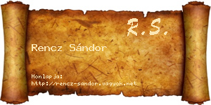 Rencz Sándor névjegykártya
